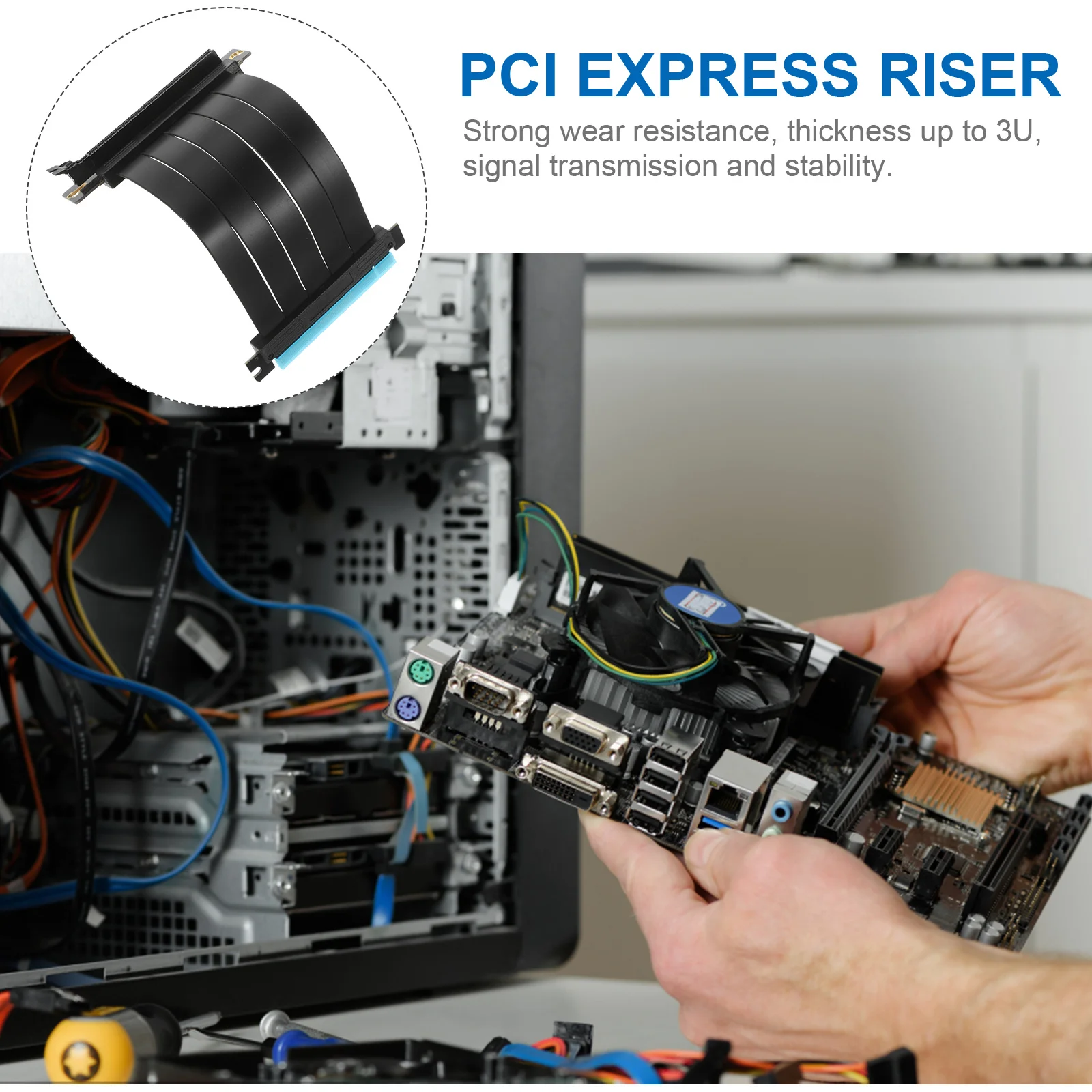 

15Cm Pci-E 3.0 Riser Cable Extension Port Adapter For Gpu 3U Thick Pure Copper Wire Wear Resistant High Speed Transmission Pcie