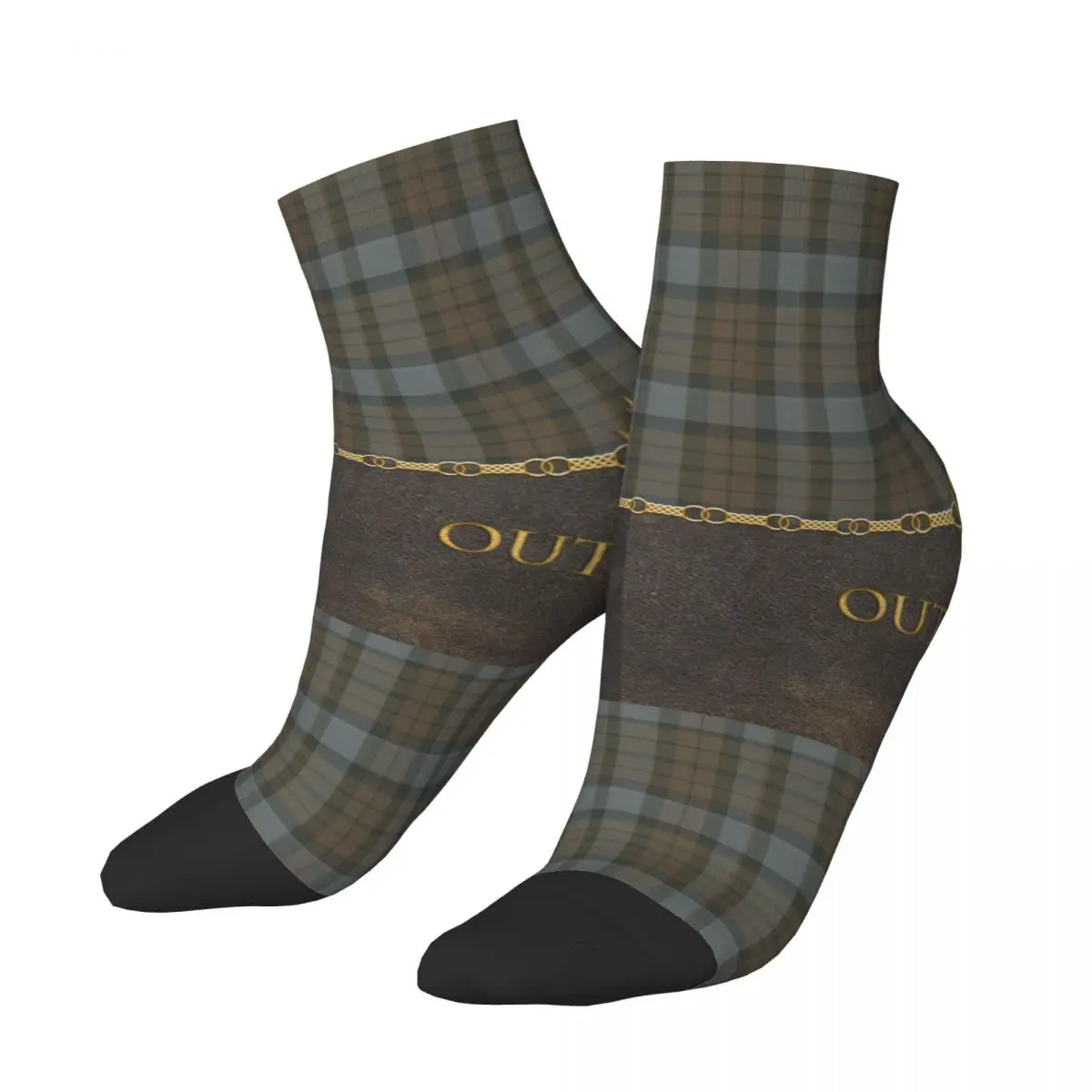 Funny Leather And Tartan Outlander Pattern Socks Women Men Warm 3D Printing Modern Plaid Check Texture Sports Football Socks