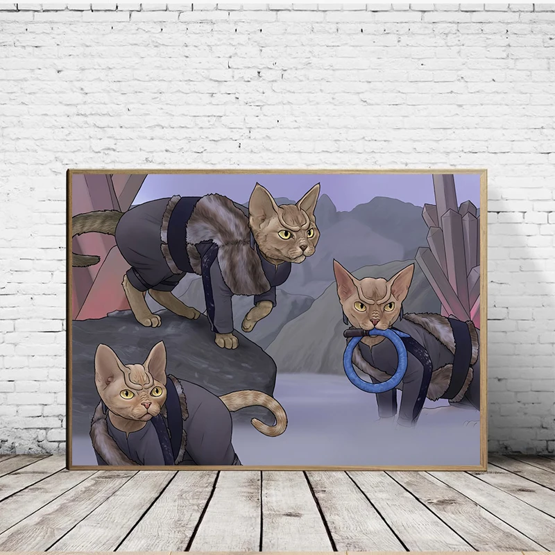 Funny Star_Trek Cats Artwork Poster and Prints Morden Funny Cat Canvas Painting Wall Art Picture for Living Room Aesthetic Decor