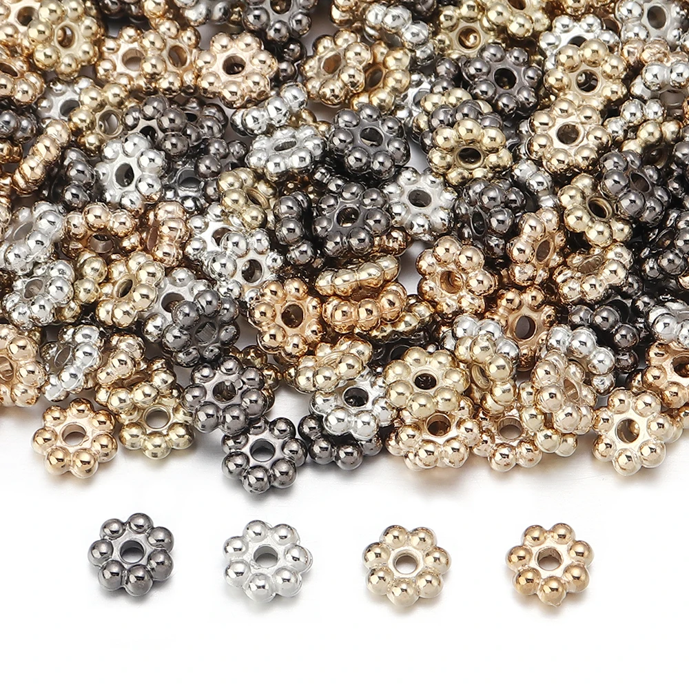 200-500 stücke 4/5/6/9mm CCB Blume Spacer Perlen Schneeflocke Lose Perlen für Schmuck Machen DIY Charms Halskette Armbänder Zubehör