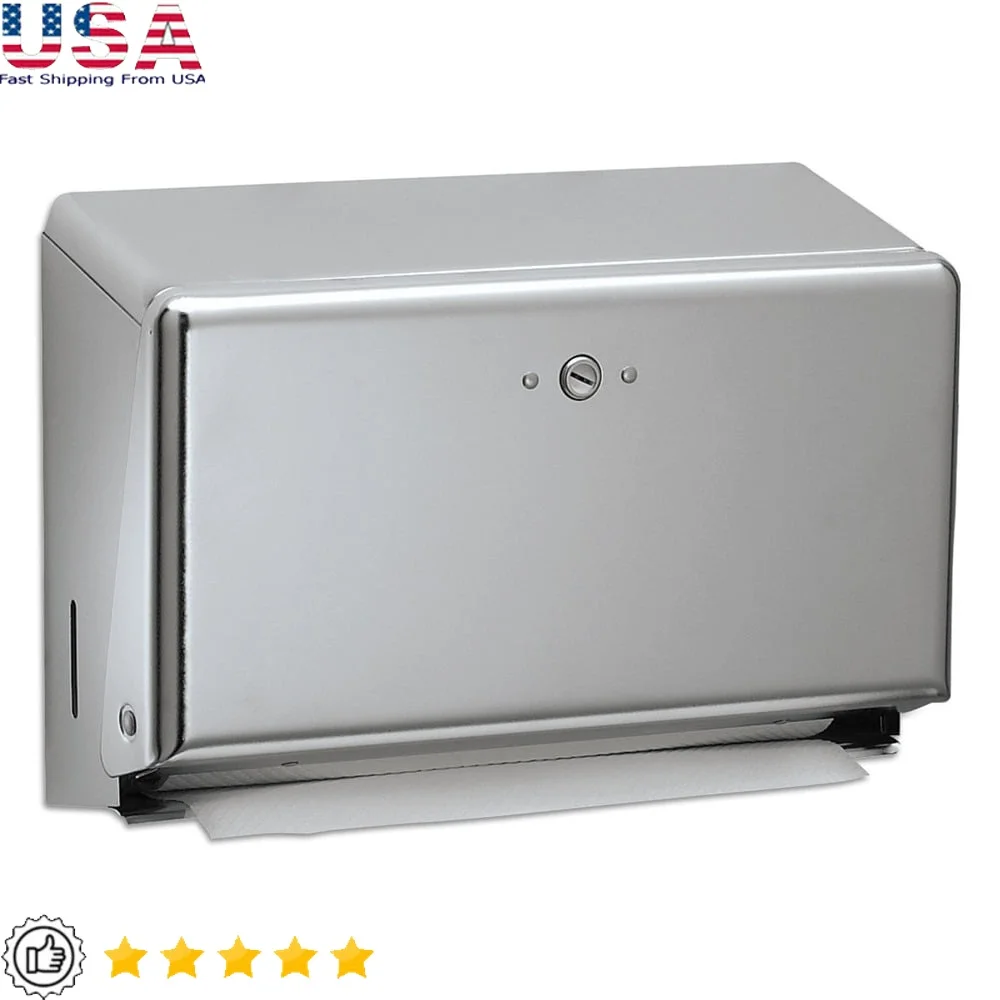 

Compact Chrome Towel Dispenser C-Fold Multifold Towels Key Lock Metal Durable Design 250 Multifold 150 C Fold Capacity