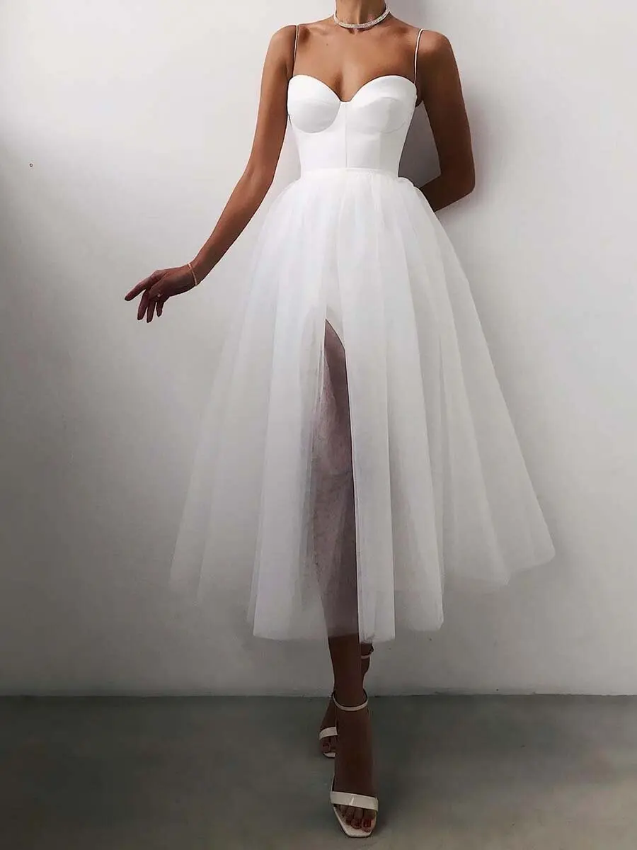 

2025 Spring/Summer New Women's Multi Color Hanging Strap Mesh Dress