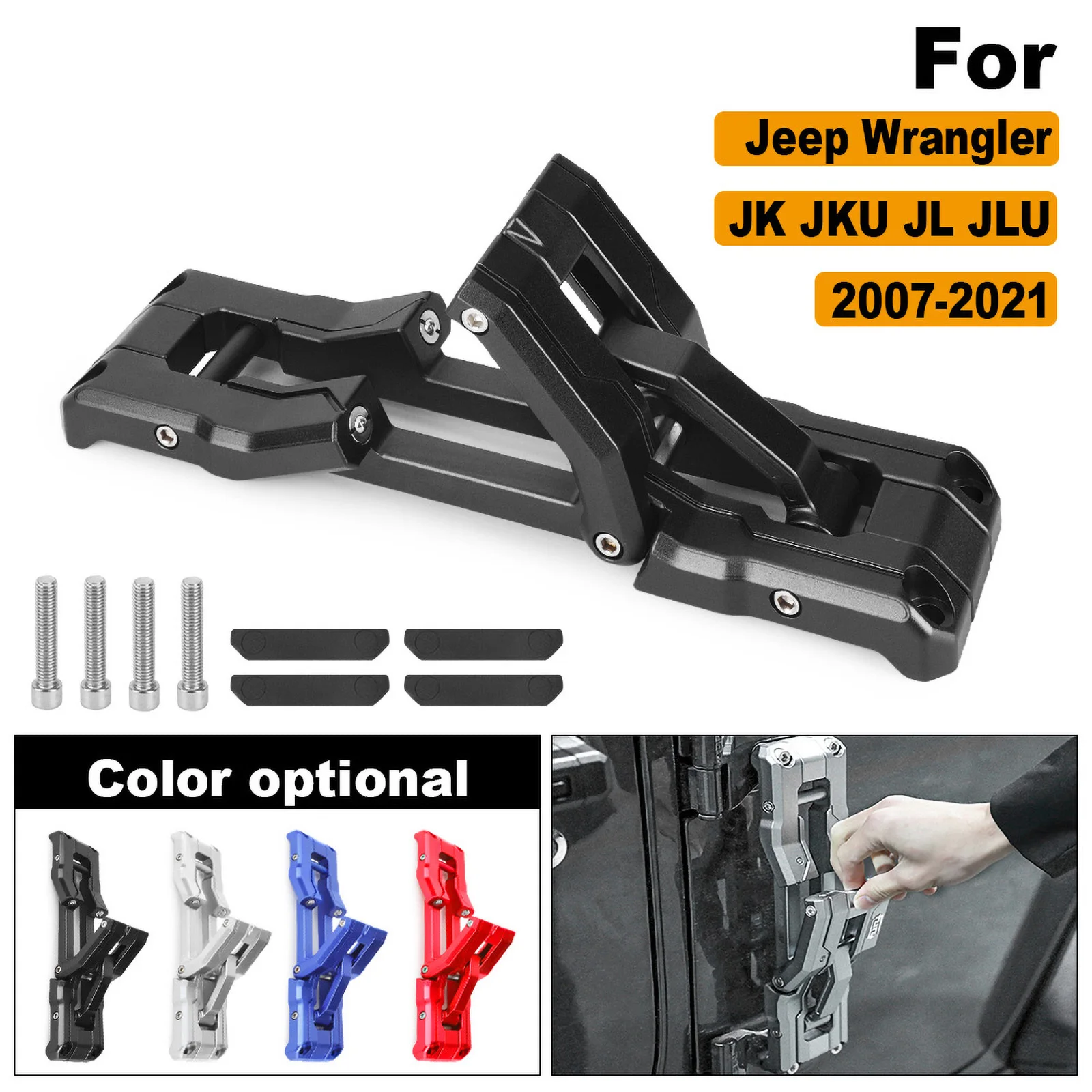 

Aluminum Foldable Car Folding Stepping Ladder Door Hinge Step Heavy Duty Footboard for Jeep Wrangler JK JKU JL 2007 2008-2021