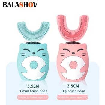 Elektrische U-förmige Zahnbürste für Kinder, Schallzahnbürste, 360-Grad-Smart-Zahnbürste, Zahnaufhellung für wasserdichte Kinder