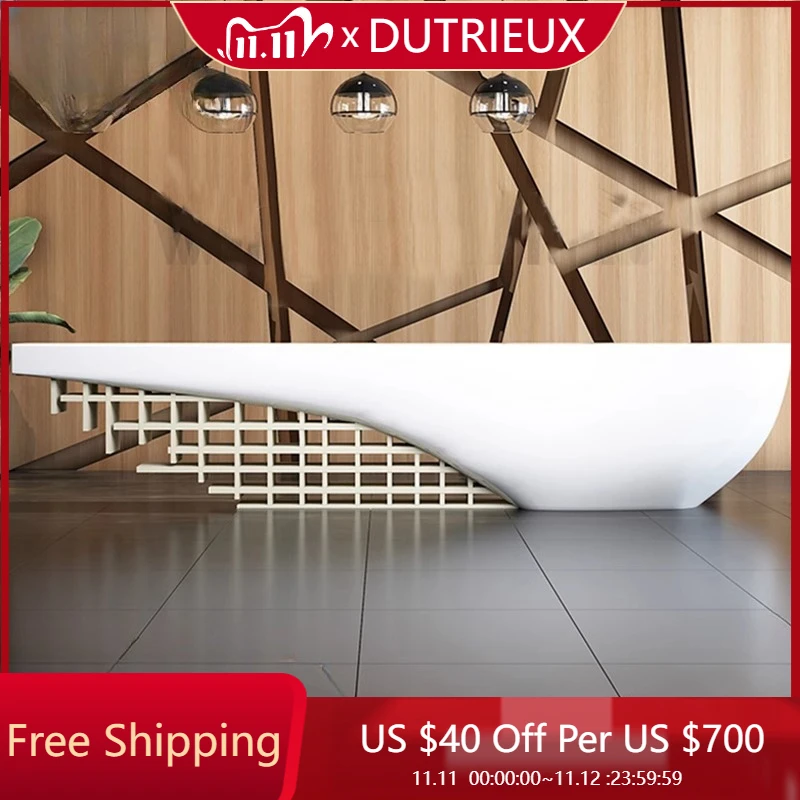 

Counter Commericial Reception Desks Modern Light Luxury Wood Design Reception Desks White Front Desk Bureau Office Furniture