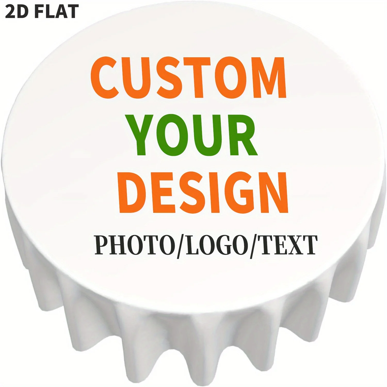 1pc Custom Polyester Round Tablecloths, with Your Design/ Image/ Logo, Vivid Color, Durable Washable Polyester Table Cover