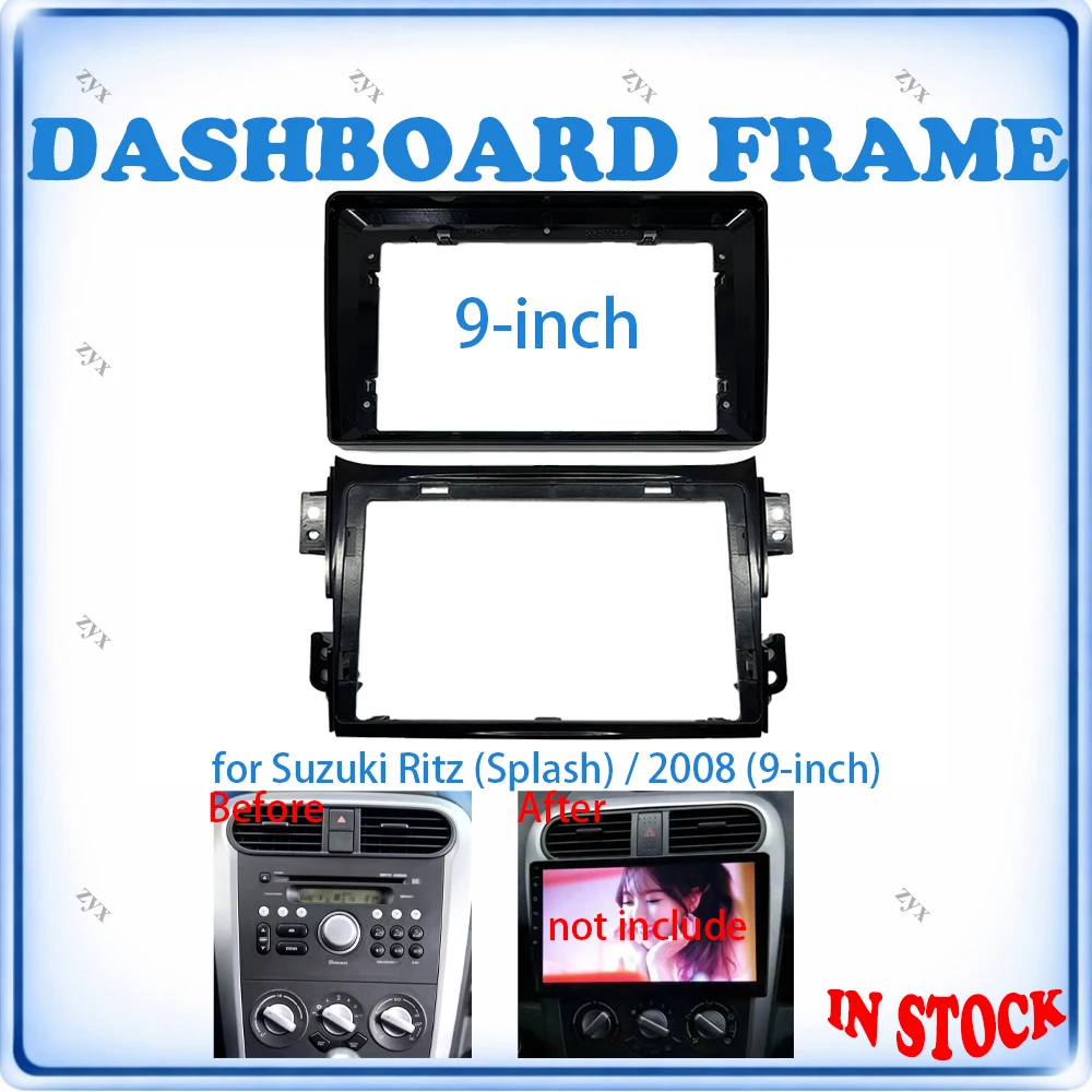 Car Radio Fascia Frame For Suzuki Ritz Splash 2008-2013 9 inch Wiring Harness Power Cable Car Accessories Plug & Play