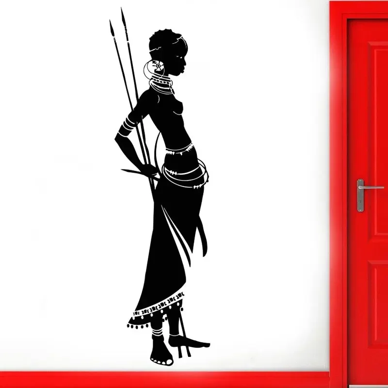Tribal African Woman Wall Decal Africa African Style Afro American Vinyl Sticker Waterproof Self-adhesive Murals AM06