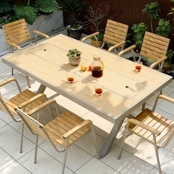 Outdoor Courtyard,Plastic Wood Household,Commercial Charcoal Electric Burner, Table and Chair