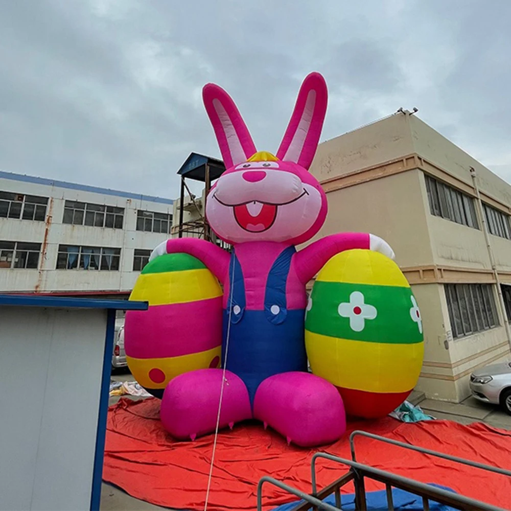 Easter decoration inflatable Easter Bunny with two eggs inflatable rabbit Easter eggs for advertising