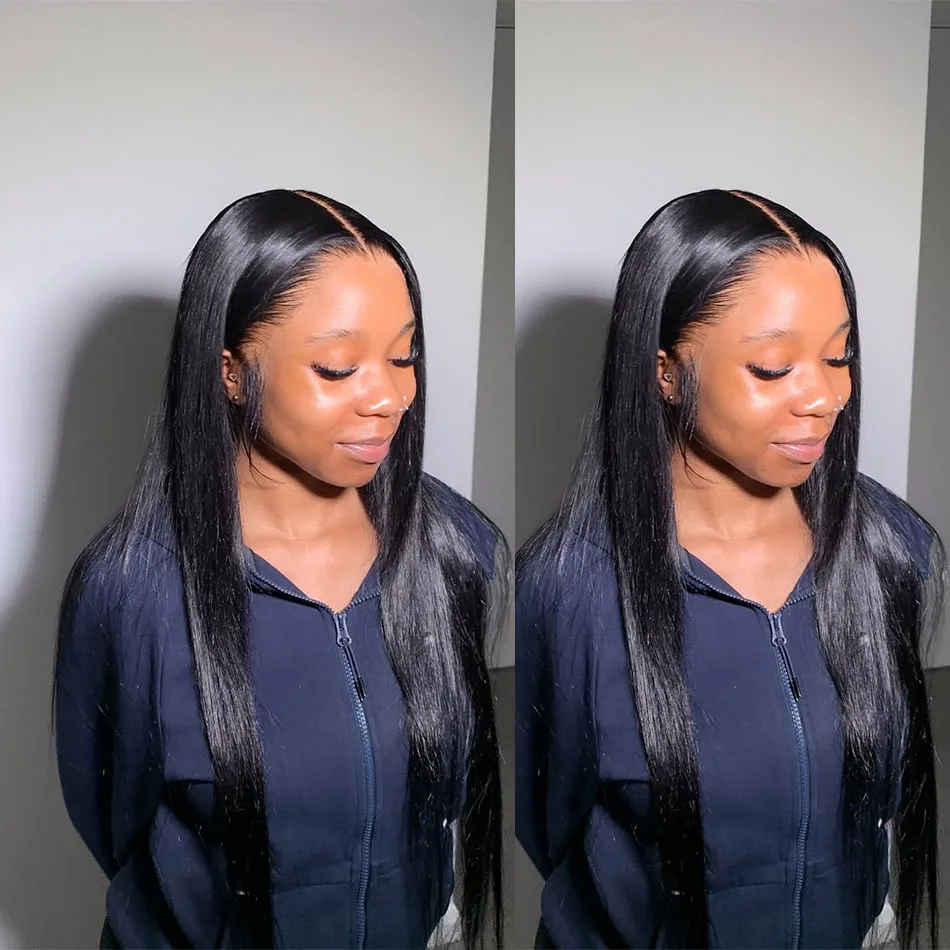 

Straight 13x6 Lace Front Wig Human Hair Natrual Black 13x4 Lace Frontal Wig HD Transparent Lace Wigs For Women 16-40 Inch