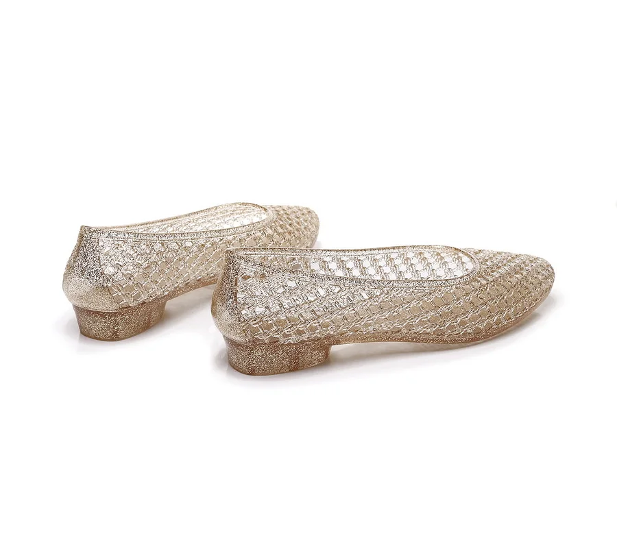 Französische Vintage Geflochtene Jelly-Sandalen für Damen, Spitze Transparente PVC-Ballerinas, Atmungsaktive Runde Zehenpartie, Lässige Alltagsschuhe – Detail 32