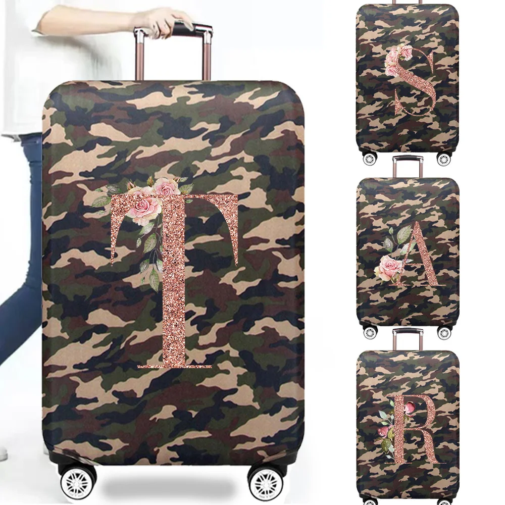

Trolley Box Cover Travel Accessories Fashion Thick Elastic 18-32inch Luggage Cover Protector Camouflage Style Rose Gold Series