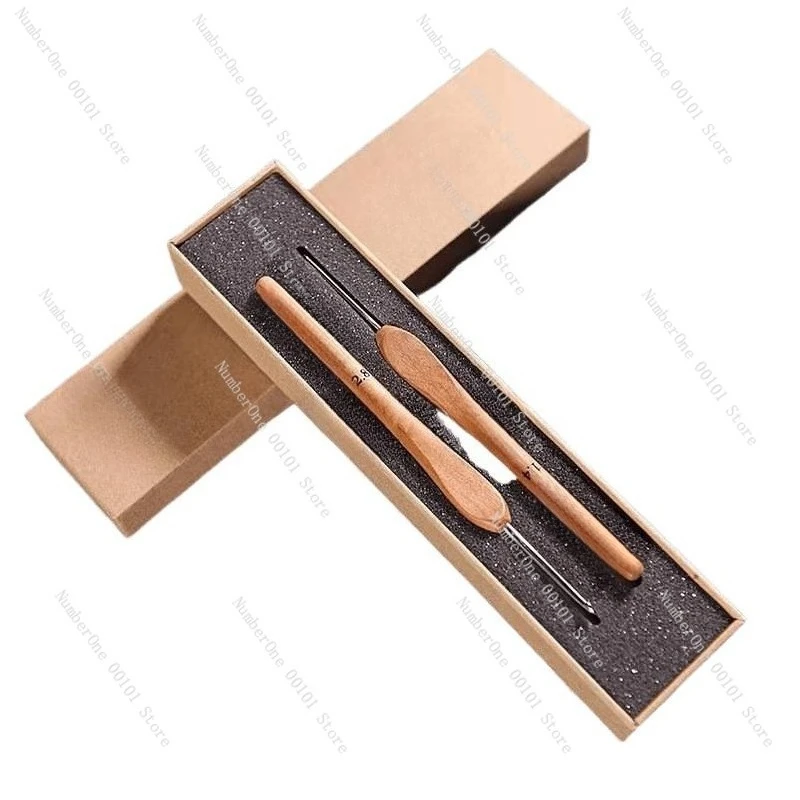 3rd Gen Jujube Wood Handle Stainless Steel Crochet Hook Set DIY Yarn Knitting Weaving Tools