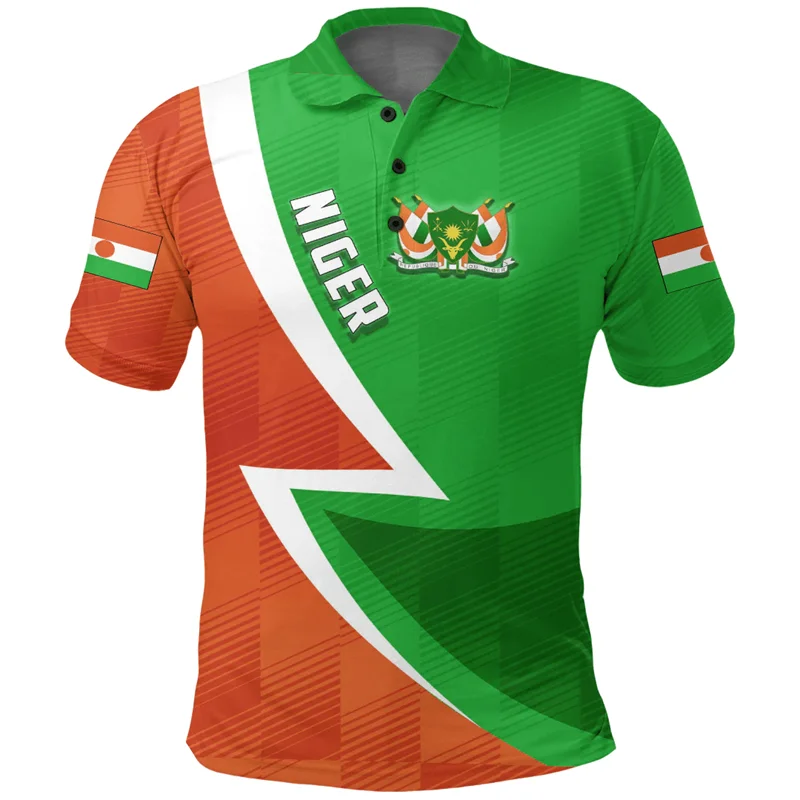 Niger Flag Map 3D Print Polo Shirts For Men Clothes Africa Boy Short Sleeve POLO Shirt Coat Of Arms Jersey National Emblem Tops