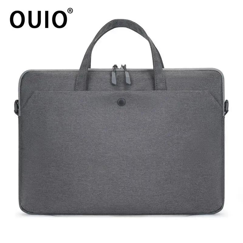 OUIO Portable Laptop Briefcase Handheld Notebook Bag Water Proof Fabric With Outer Storage Pocket For 14 15.6 Inch All Laptops