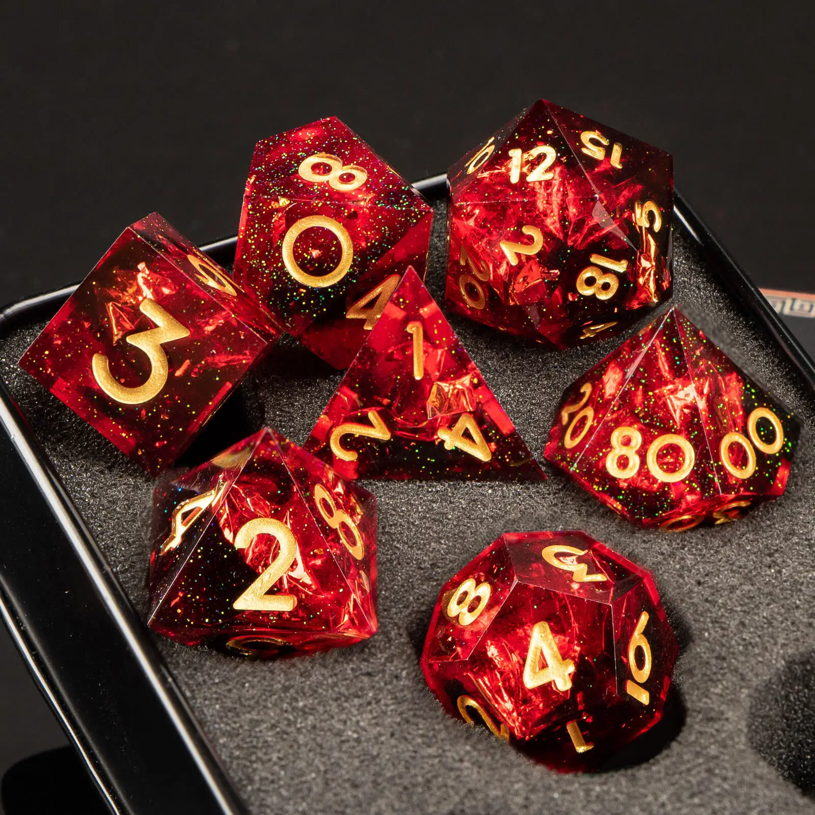 

Кости D&D ручной работы, набор кубиков из смолы с острыми краями DND, 7 шт. Многогранные кости для подземения и дракона для ролевых игр D20 D12 D10 D8 D6 D4