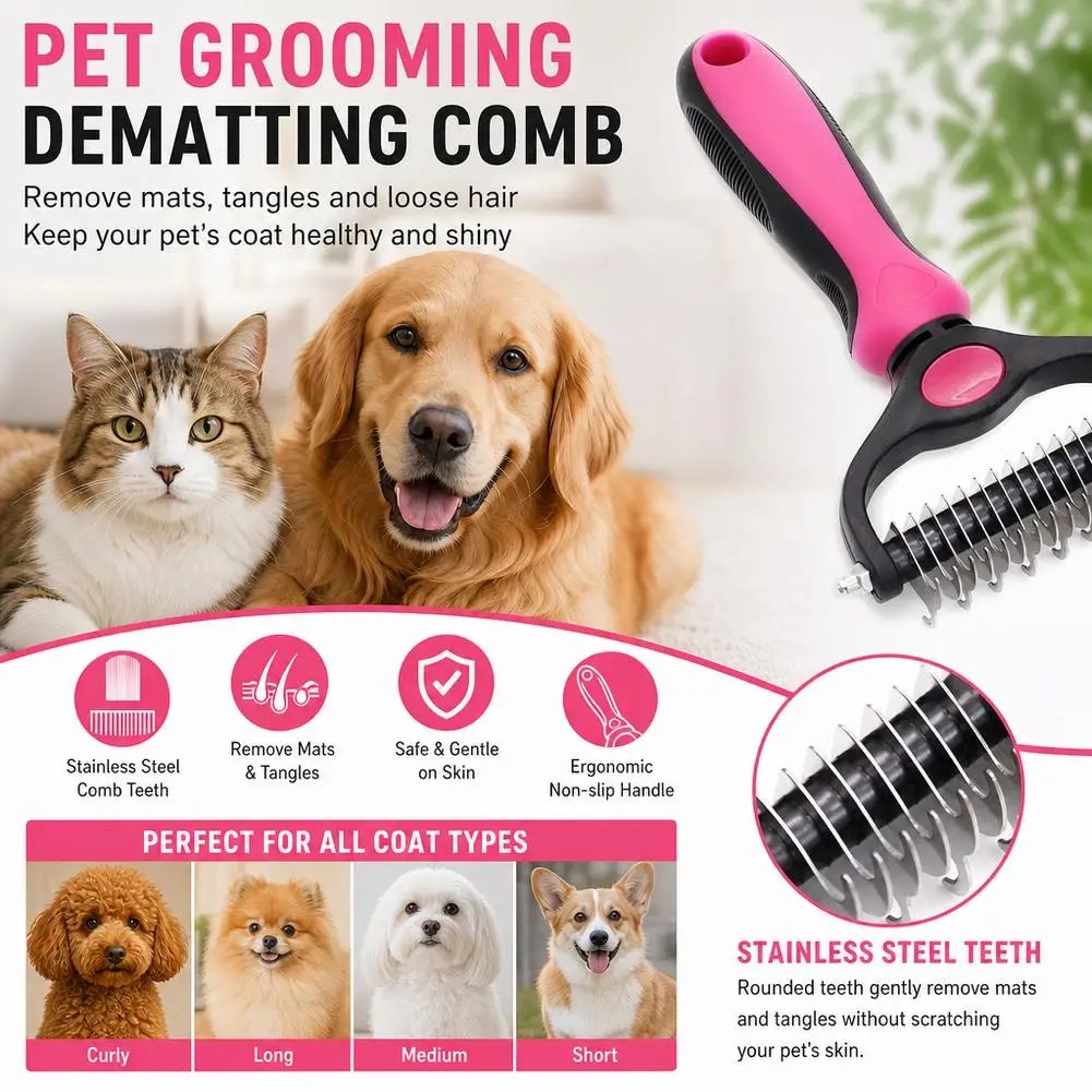 Professional Pet Deshedding Brush Dog Hair Remover Pet Fur Knot Cutter Puppy Cat Comb Brushes Dogs Grooming Shedding Supplies