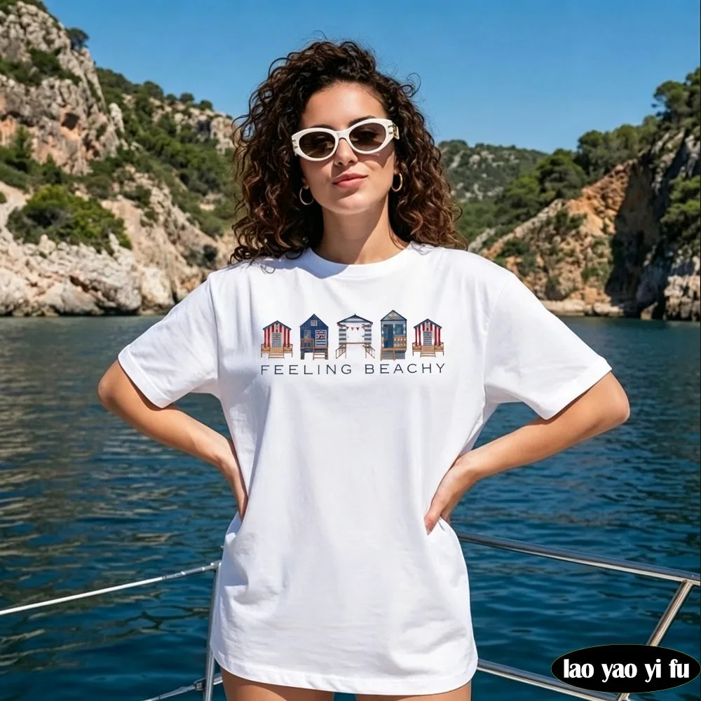 Feeling Beachy Shirt Nautical Beach House Tee Summer Coastal Vacation Outfit Women Fashion Trending Holiday Clothes