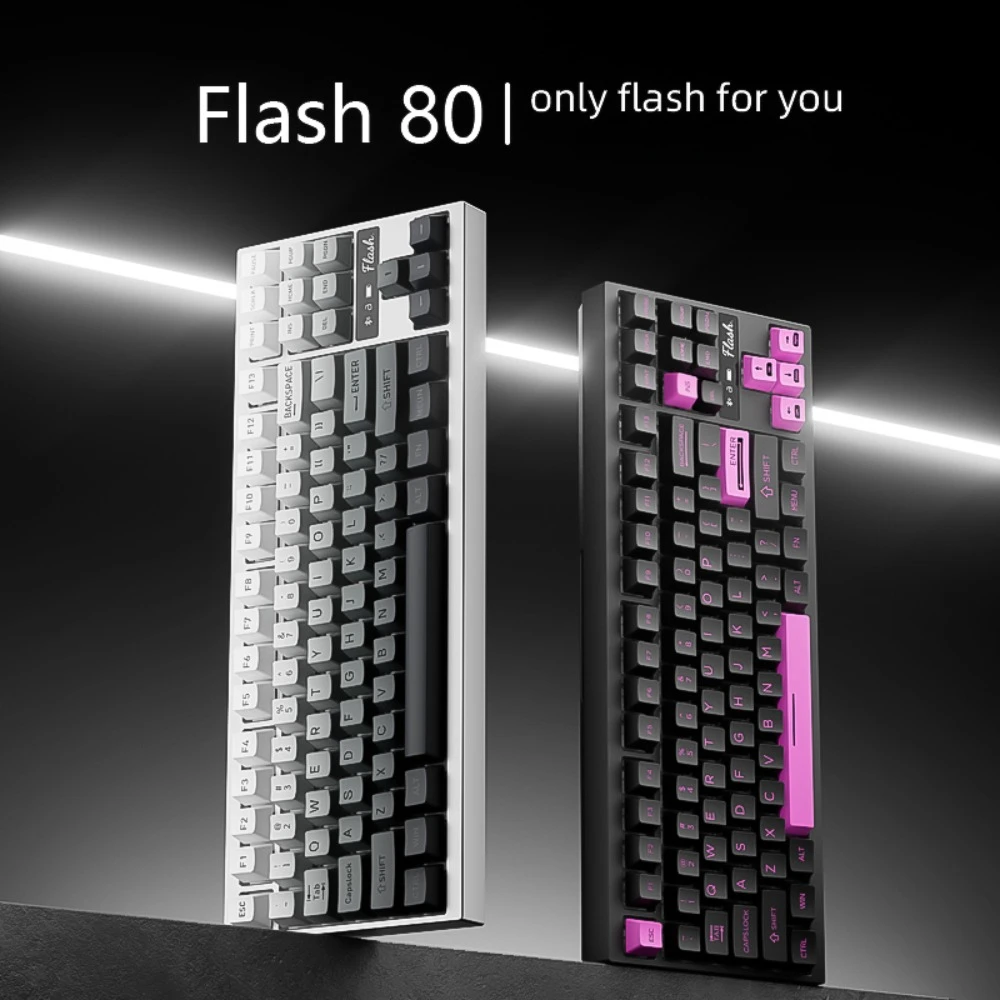 ZIDLI Flash80 Mechanical Keyboard Wireless Tri-mode GASKET Quick Release Hot-Swap RGB Custom 80% Aluminum Office Gaming Keyboard