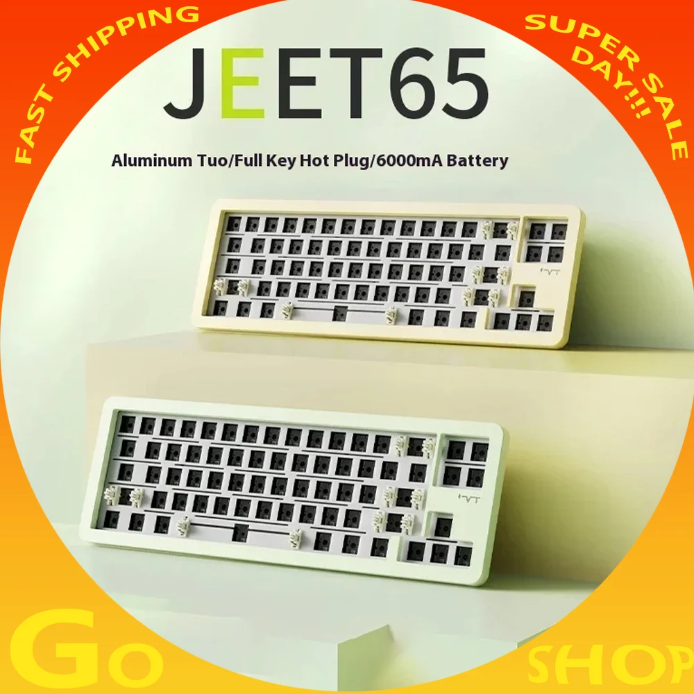 

VTER JEET65 Mechanical Keyboard Kit Aluminum Alloy Wireless Three Mode Ergonomics Via Gming 6000mah Hot Swap Gasket Laptop Gift