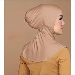 Soft Jersey Cotton Full Cover Muslim Under Scarf Cap Soild Color Inner Hijab Cap Women Underscarf Bonnet Turbante Mujer Musulman