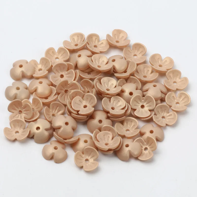 200pcs/Lot 10mm Mixed Acrylic Three Petals Flower Beads Spacer Beads for Jewelry Making Earring Hairpin Decoration Accessorie