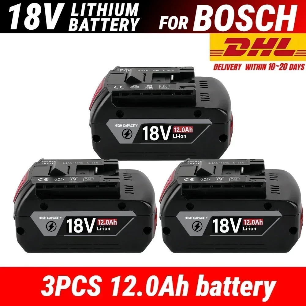 100% origineel voor Bosch 18V accu, 12.0Ah draadloze lithium-ion accu voor elektrisch gereedschap, BAT609 BAT610G BAT618 BAT620 BAT622