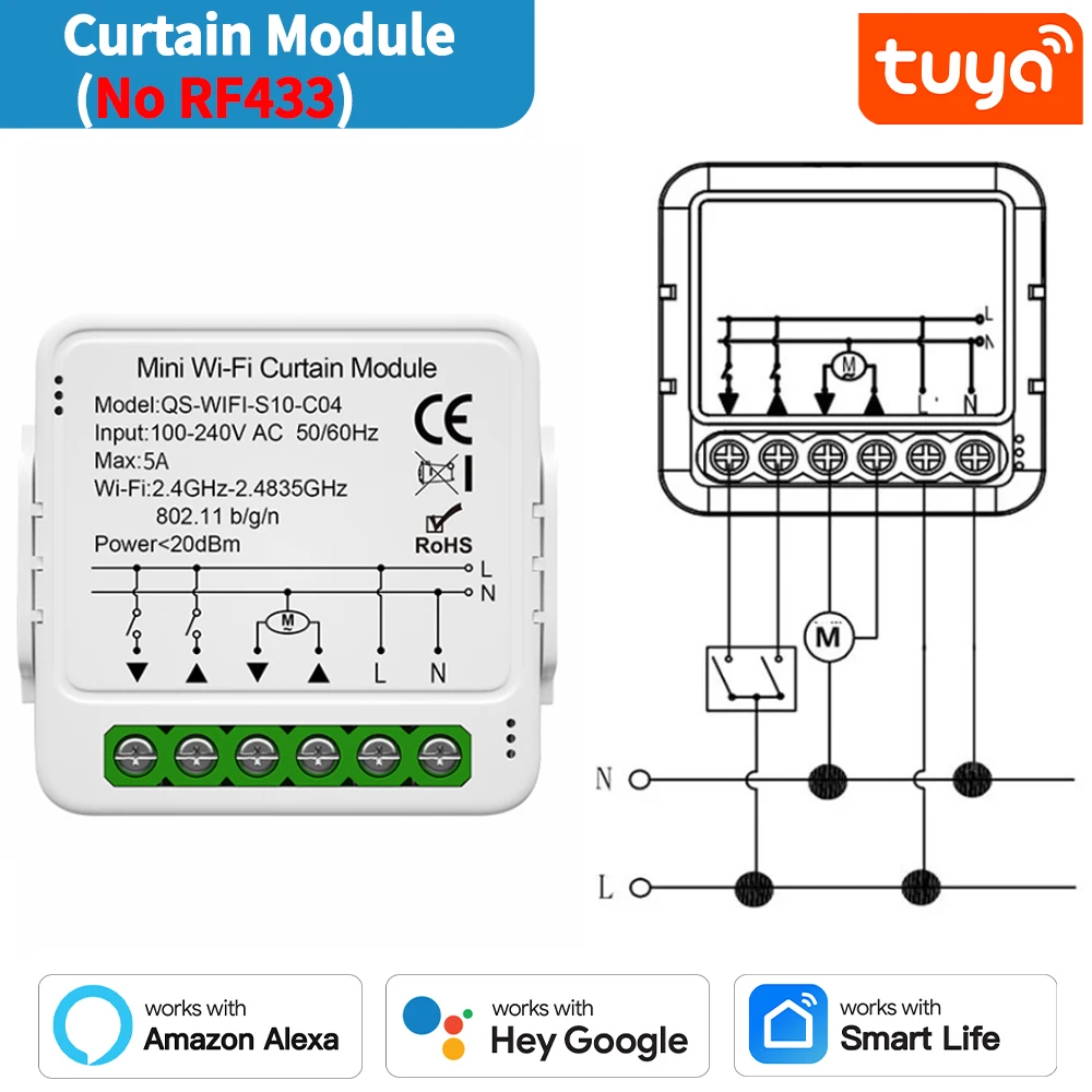 TNCE Tuya Schakelaar Lichtgordijn Dimmer WIFI Zigbee, Smart DIY MINI Module, Rolluikmotor Breaker, stem alexa google home