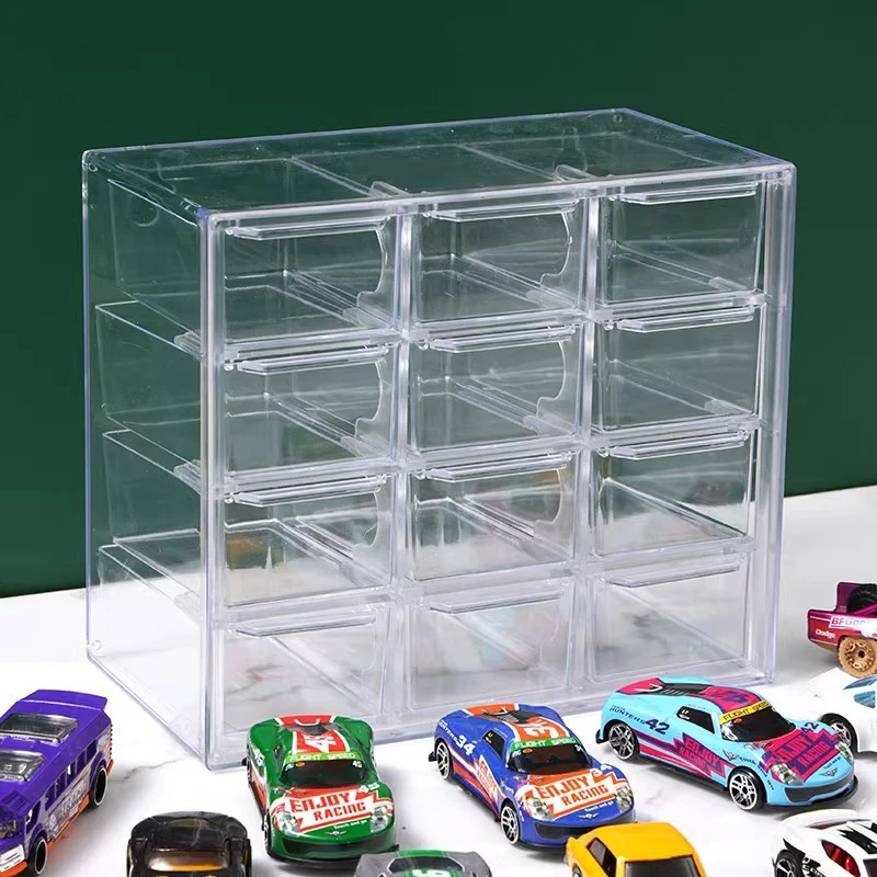 1:64 Scale Car Model Storage Box Clear Display Shelf Toy Car Dustproof Storage Container Cabinet Rack For Toys Collection