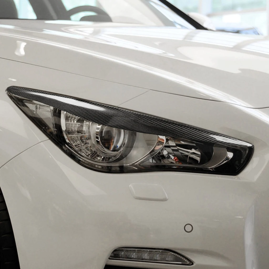 ل إنفينيتي Q50 2014-2019 الحاجبين الجفون الرموش الزخرفية ريال غطاء من ألياف الكربون تقليم السيارات الخارجي تجديد الملحقات