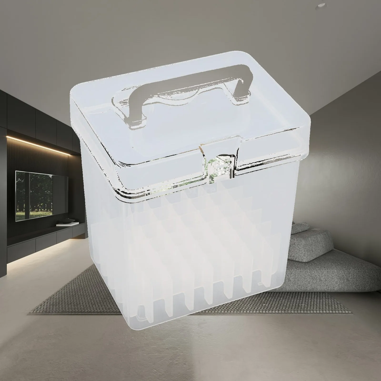 Clear Marker Pen Storage Box Empty Accessory Organizer with Grids Durable Pen Holder with Handle Portable Art for School Too