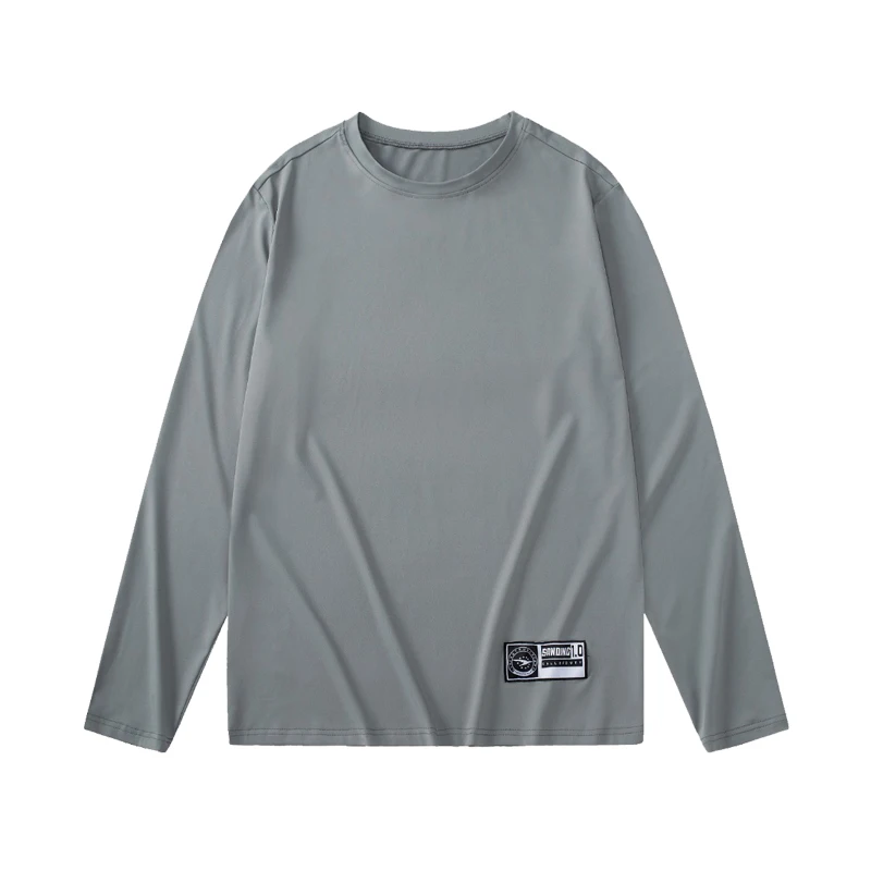 Men's Quick Dry Long Sleeve Gym Running Moisture Wicking Round Neck T-Shirt Training Exercise Gym Man Clothing Sport Tops Shirt image 2