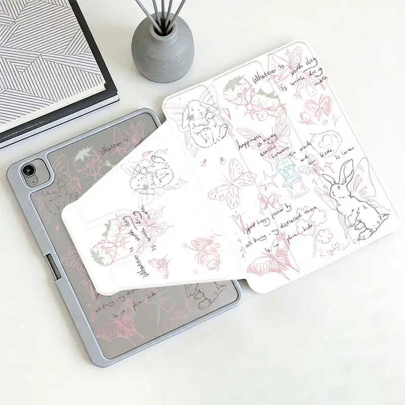 360°Rotatable Tri-Fold Stand Cover For iPad 10.2 7/8/9 4/5 10.9 10th IPad Mini6 8.3 Pro 10.5 Pro11 iPad A16 2025 11 Air11/13