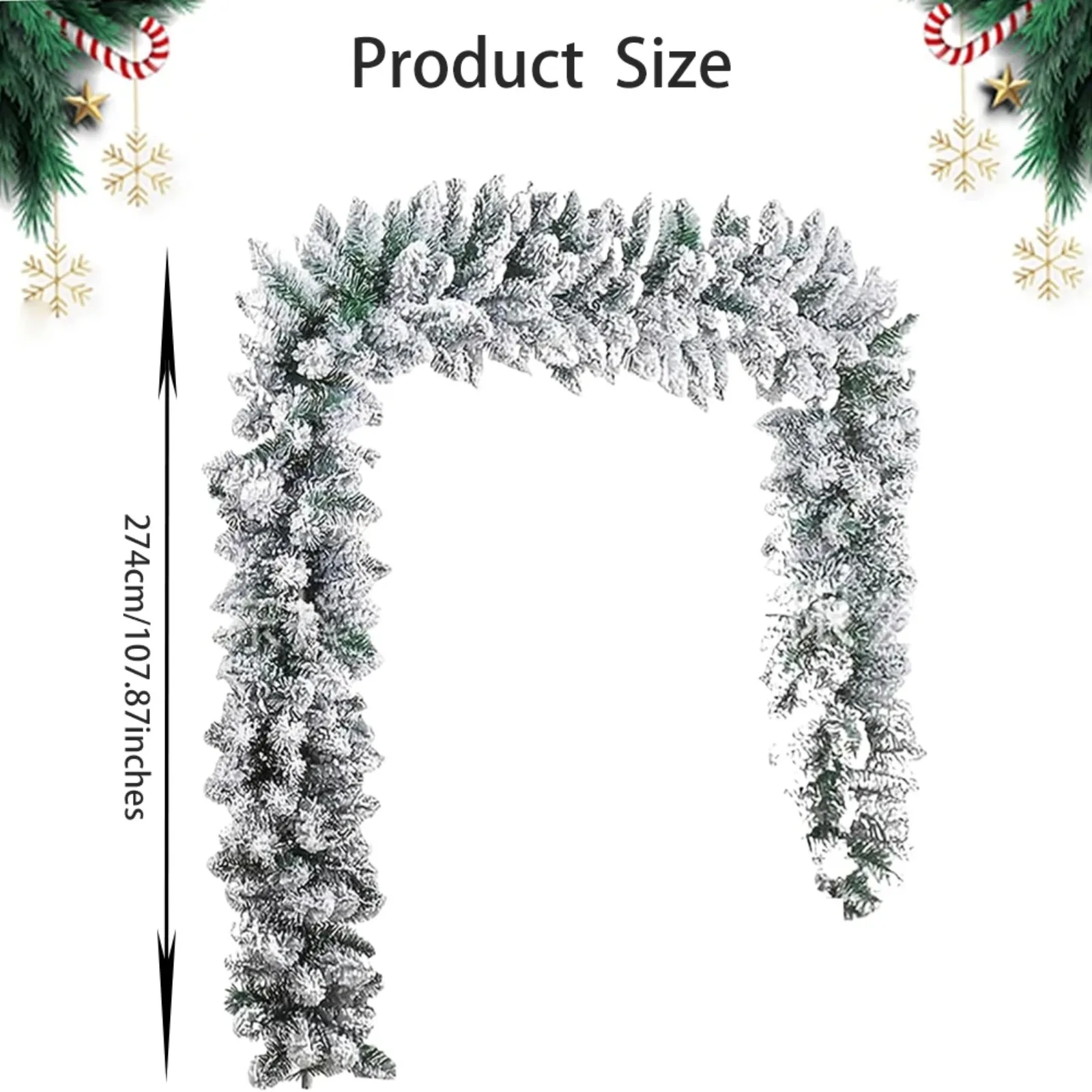 Christmas Garland Artificial Snow Flocked Pine Vine Holiday Home Decor Fireplace Mantel Hanging Ornament Festive Seasonal