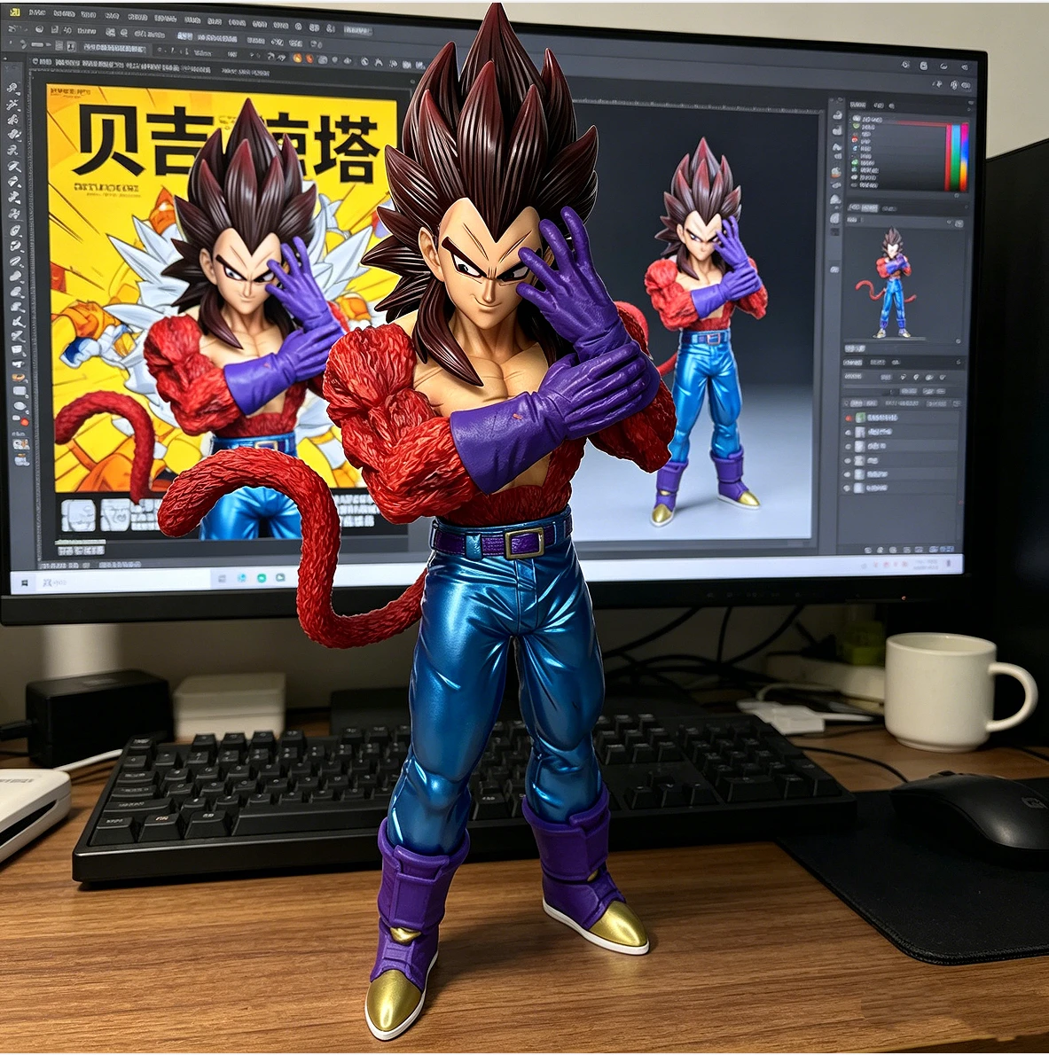 

CK Studio Dragon Ball Super Saiyan Super Four Vegeta Fully Painted Statue Model Handmade Ornament Gift