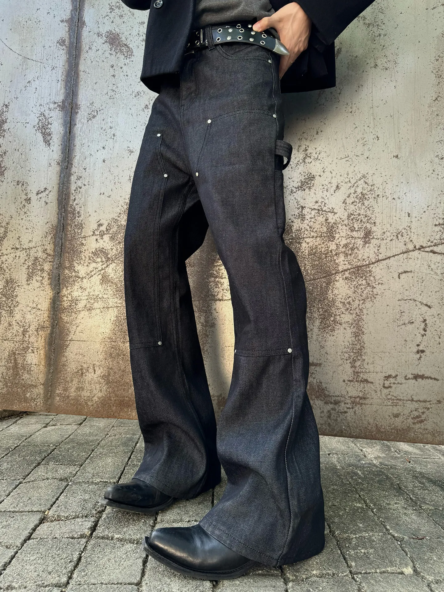 American Vibe Street Retro Cool Woodcutter Double Knee Work Pants Men Straight Loose Wash Casual Match Long Pants