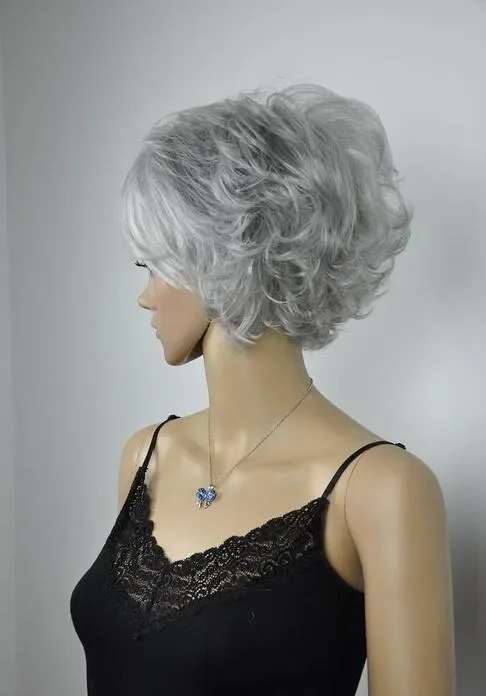 Wholesale FIXSF256 fancy silver gray short wigs for women hair wigs