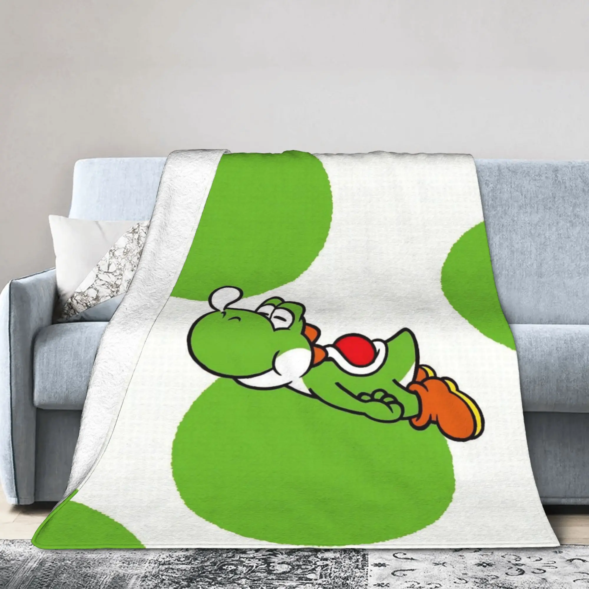 Manta de juego Yoshi Marios, decoración polar, manta cálida multifunción para el hogar, colcha para sofá