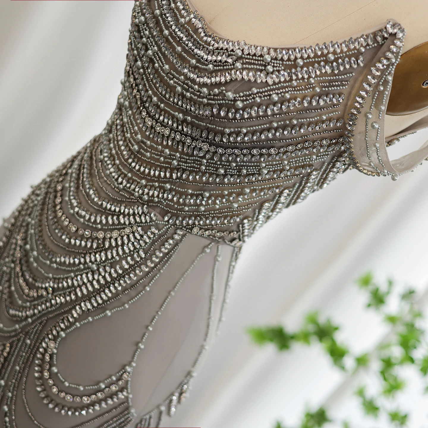 Sharon Said Luxury Crystal Silver Gray Mermaid Dubai Evening Dress Wedding Party Long Prom Graduation Gown 2025 SS403 Customized image 6