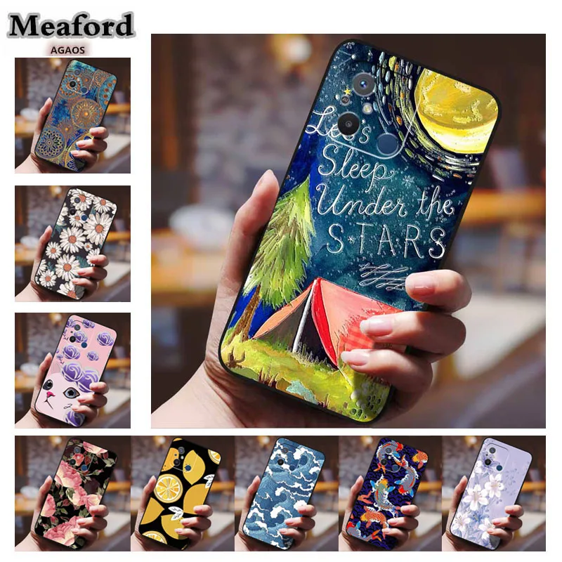 3D Printed Case For Xiaomi Redmi 12C 11A Flower Emboss Coque Shell Soft Silicone Phone Back Cover Shield Redmi 12 C 11 A Funda