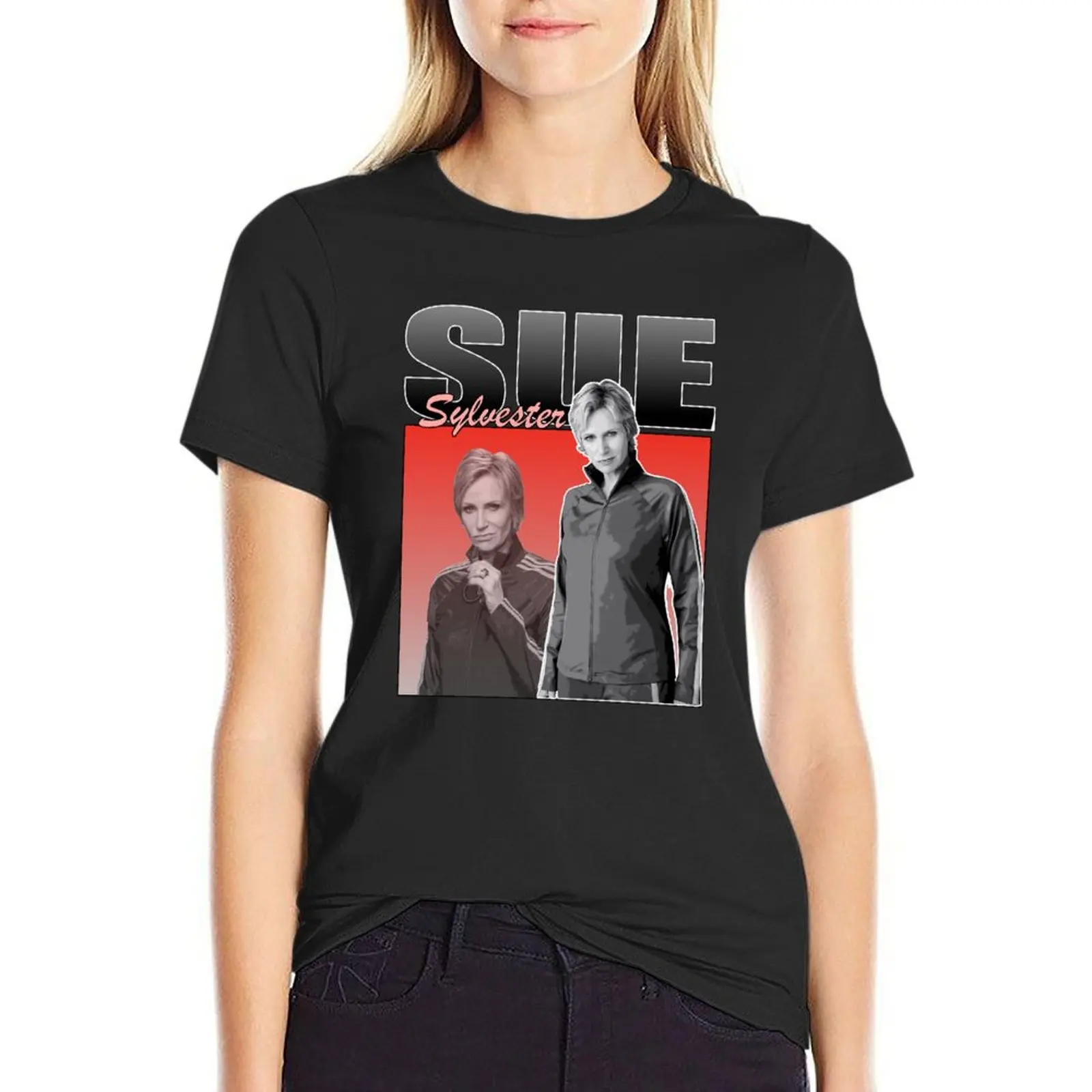 

Sue Sylvester Glee TV Show Retro Vintage Design T-Shirt cute tops anime clothes funnys designer clothes Women luxury