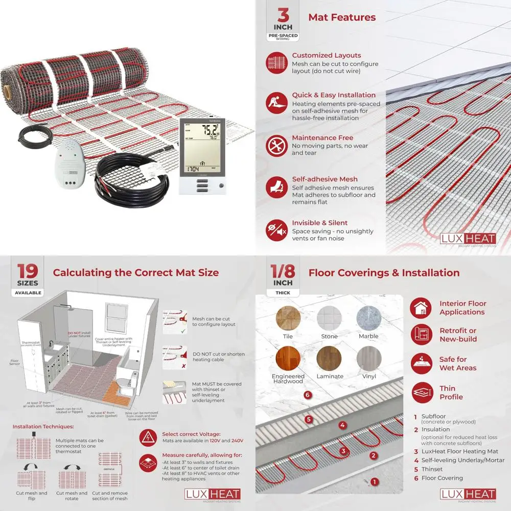 

Электрическая система обогрева пола 120 В для плитки и ламината — комплект для обогрева пола на 20 квадратных ножках