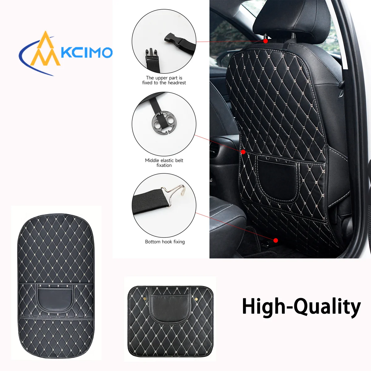 New PU Leather Car Anti-Kick Mats Auto Seat Back Protector Cover for Children, Waterproof Anti-Dirty Pad with Storage Pocket
