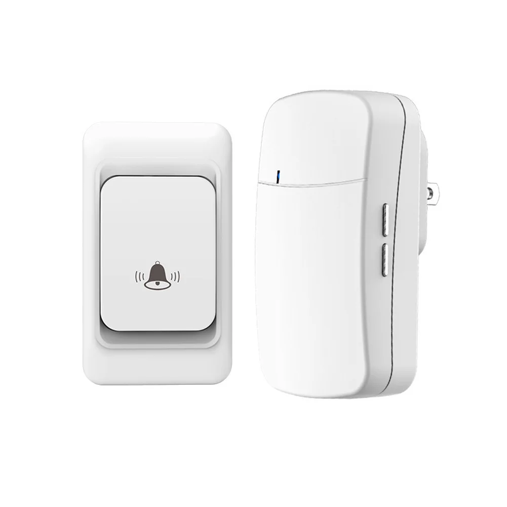 

Home Wireless Doorbell with 150m Open Field Range 3 Volume Modes 32 Tones ABS Housing 54x80x50mm Receiver Size