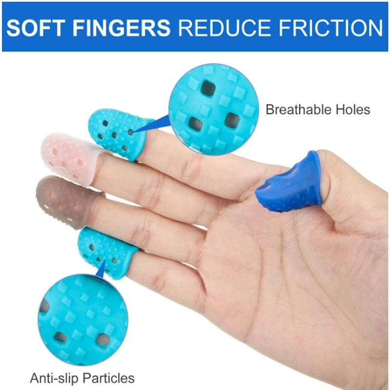 Silicone Dedo Sleeve Slip, Anti-escaldante Agulha Flip Book, Tocando Piano Dedal Dica, Esvaziado Respirável, 5 10Pcs
