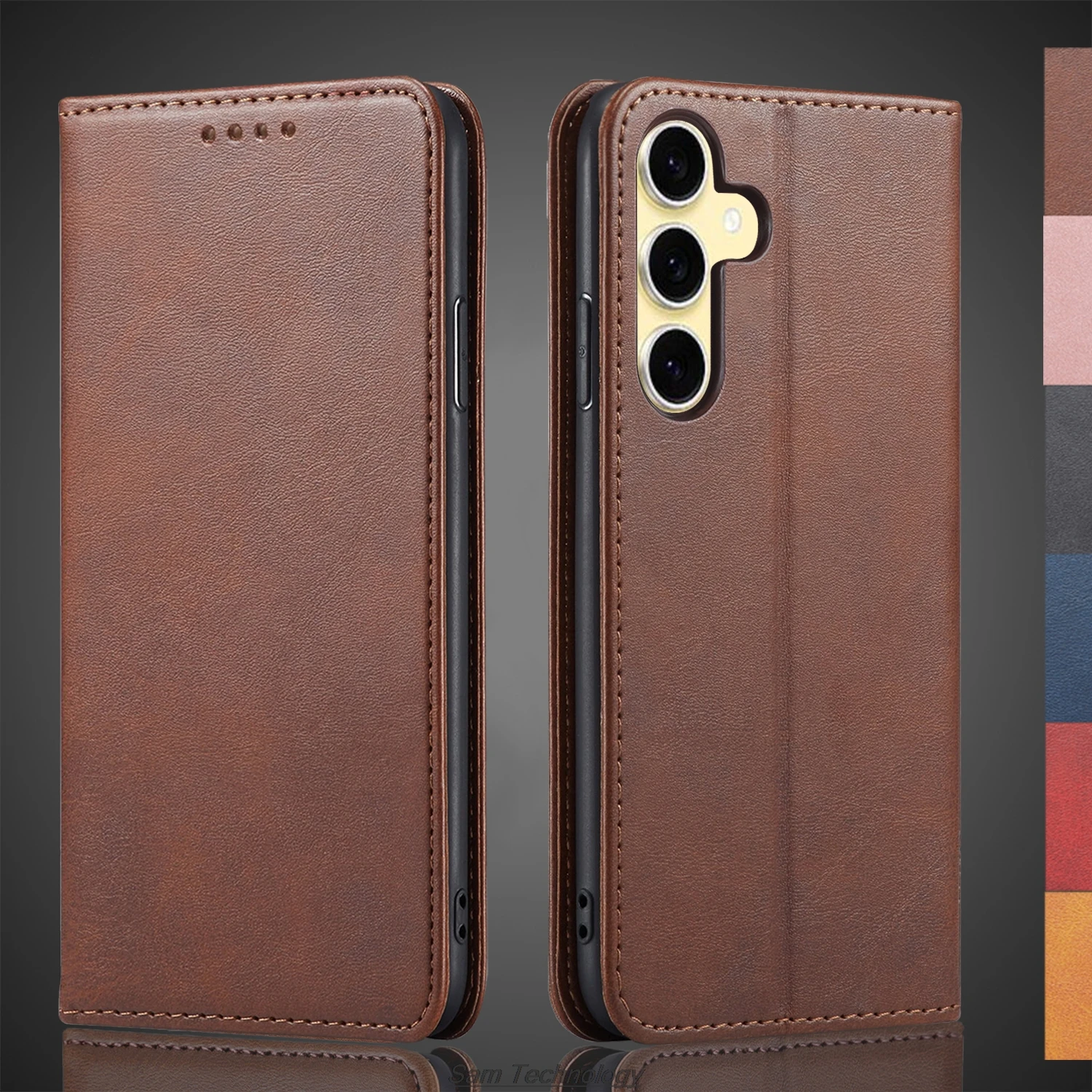 Étui en cuir à attraction magnétique pour Samsung Galaxy S24 FE 6.7 "S24FE, étui à rabat, sacs portefeuille Capa Fundas Coque
