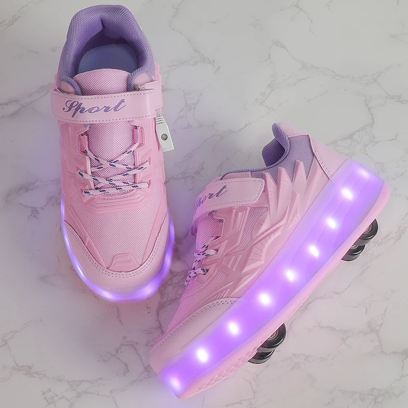 

2025 New Multi-Light Roller Sneakers: Boys' 2-Wheel Cool Shoes, Girls' Wheeled Roller Skates for Students