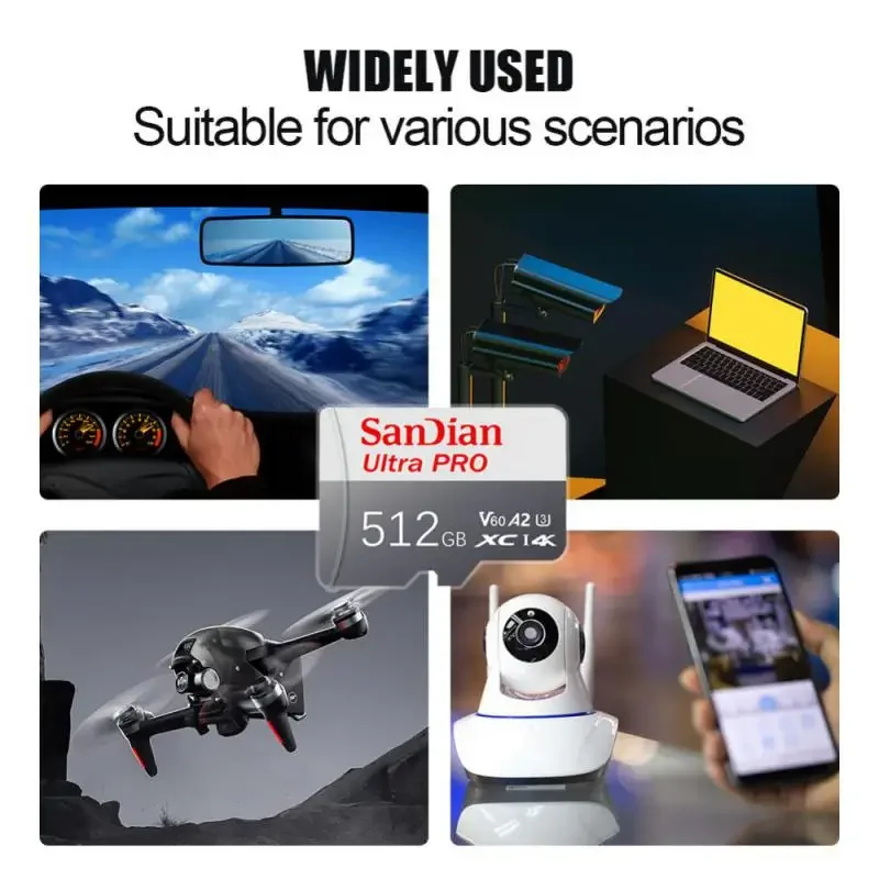 Sandian Micro TF SD Card 2TB 1TB SD Card 512GB Class10 High Speed Meomory Card 128GB Driving Recorder Cameracartão De Memória