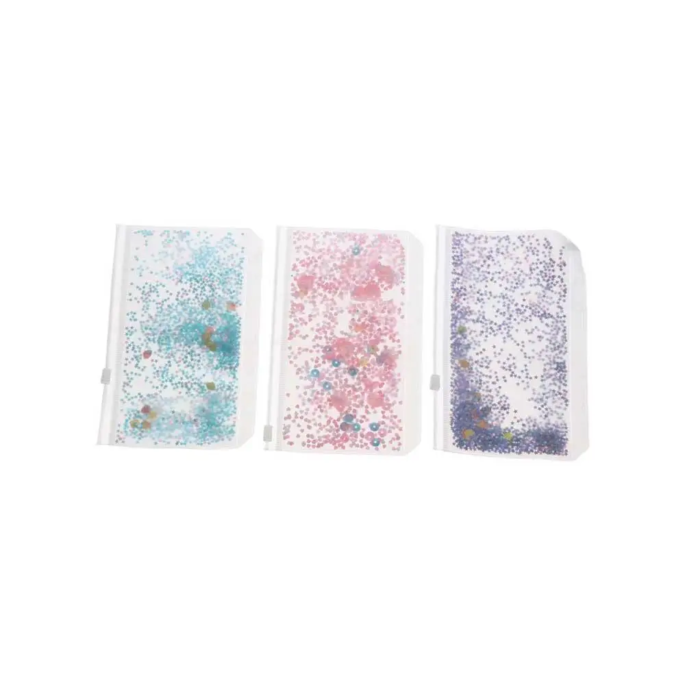 

Clear 1pc Glitter Sequins Handbook PVC Zipper Standard 6 Hole Inner Pocket A5/A6 File Holder Binder Storage Pouch